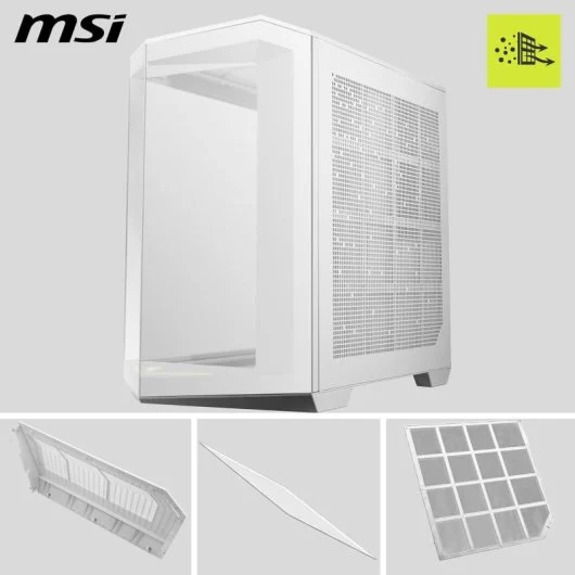 Boîtier PC MSI MAG PANO M100R PZ ARGB Demi-tour double verre trempé USB-C Blanc