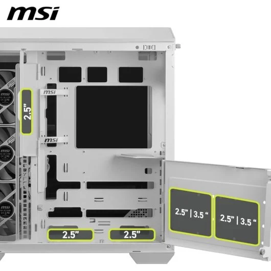 Boîtier PC MSI MAG PANO M100R PZ ARGB Demi-tour double verre trempé USB-C Blanc